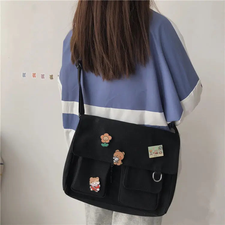 Casual Printed Canvas Messenger & Satchel Bag