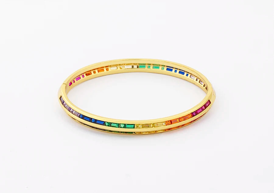 "Luxury CZ Gold Plated Bangle – Stackable Women’s Bracelet