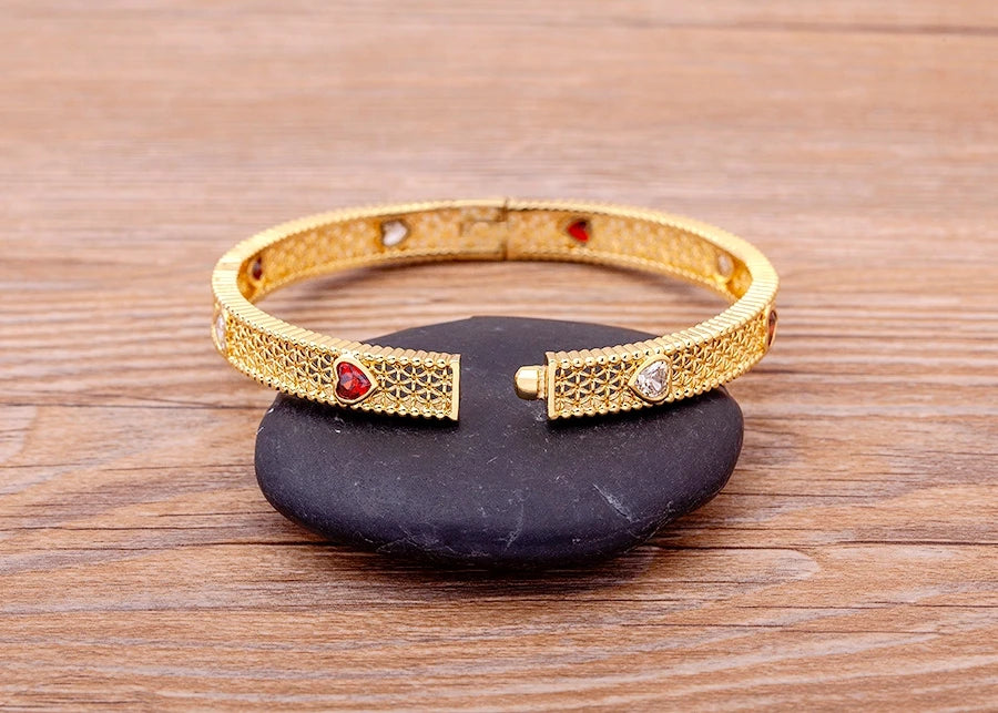 "Luxury CZ Gold Plated Bangle – Stackable Women’s Bracelet