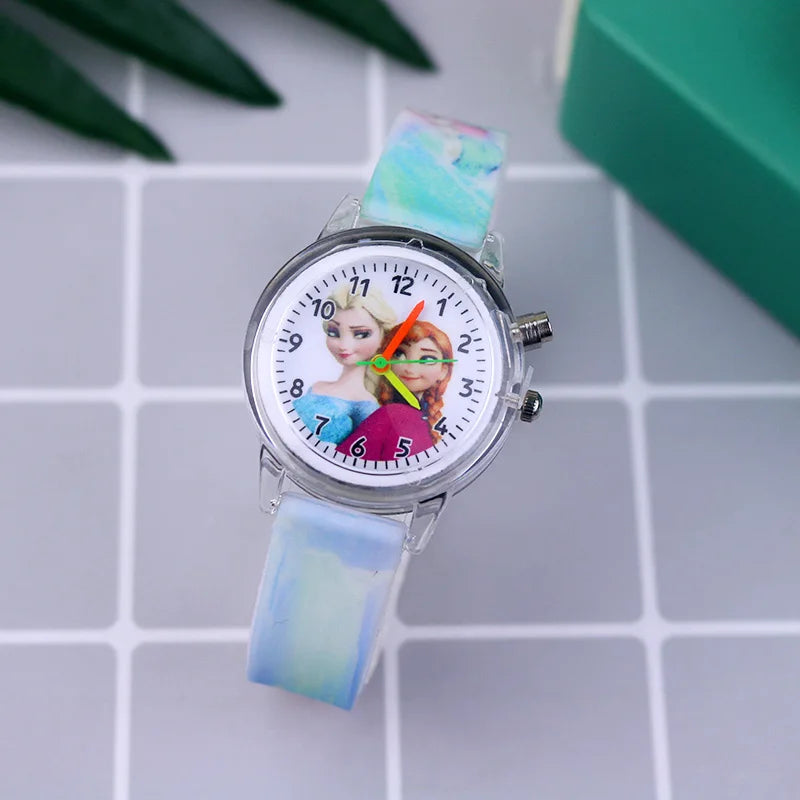 Kids Fashion Elsa Cartoon Light-Up Watch with Bracelet