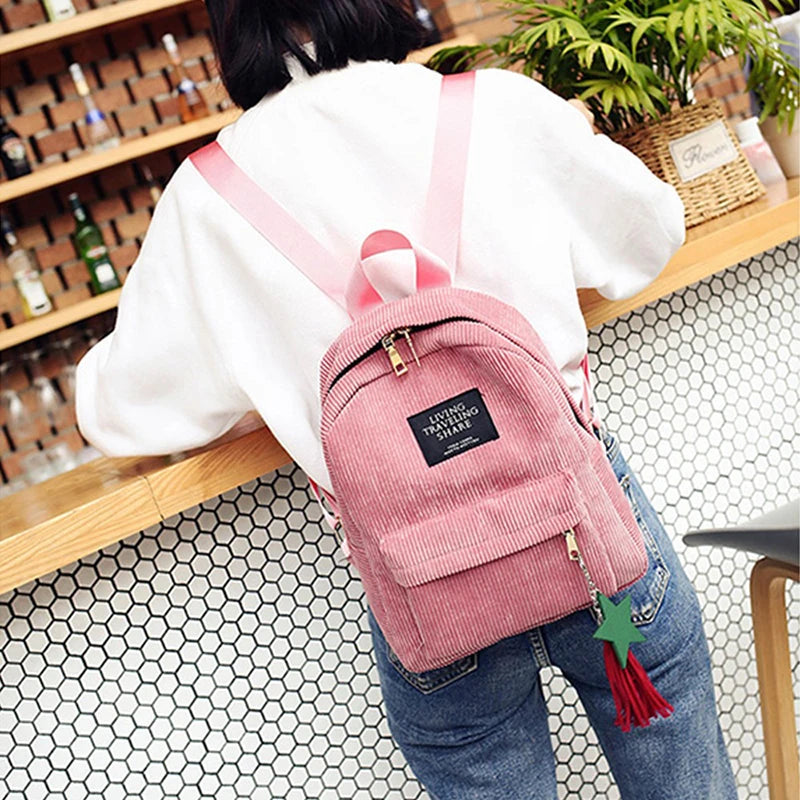Casual Corduroy Backpack