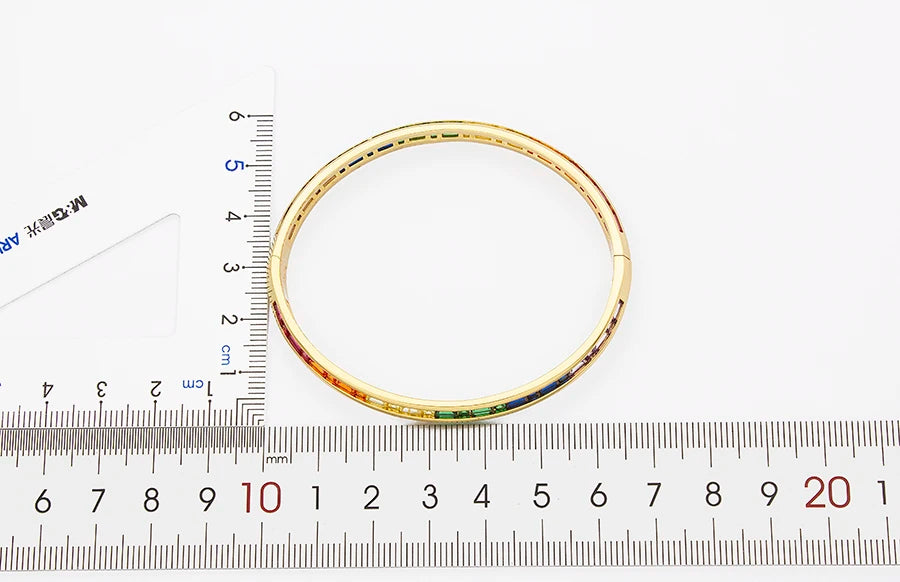 "Luxury CZ Gold Plated Bangle – Stackable Women’s Bracelet