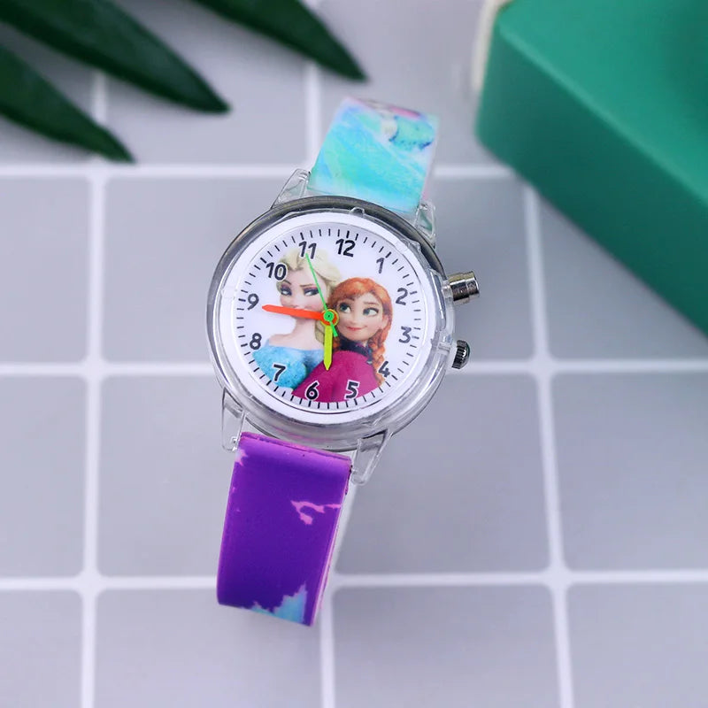 Kids Fashion Elsa Cartoon Light-Up Watch with Bracelet