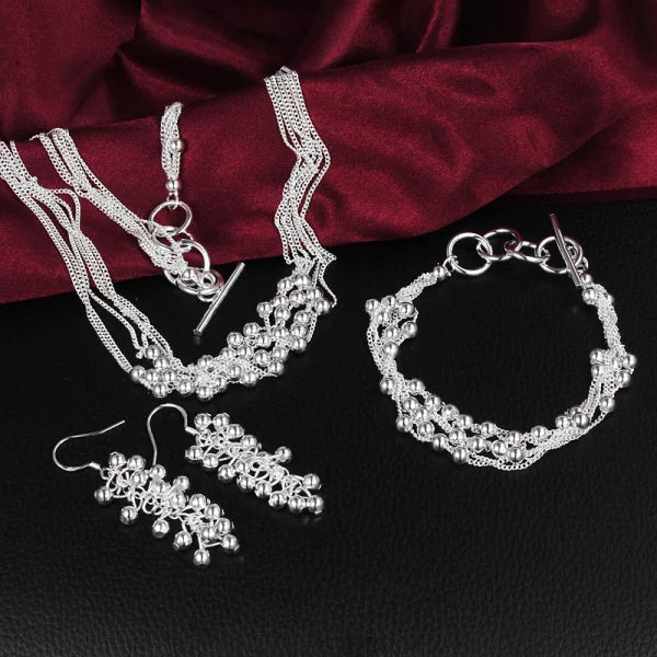 “925 Silver Wedding Beads Jewelry Set”
