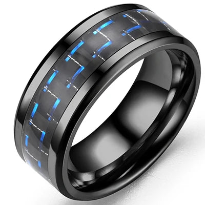 Punk Black Carbon Fiber Ring for Men”
