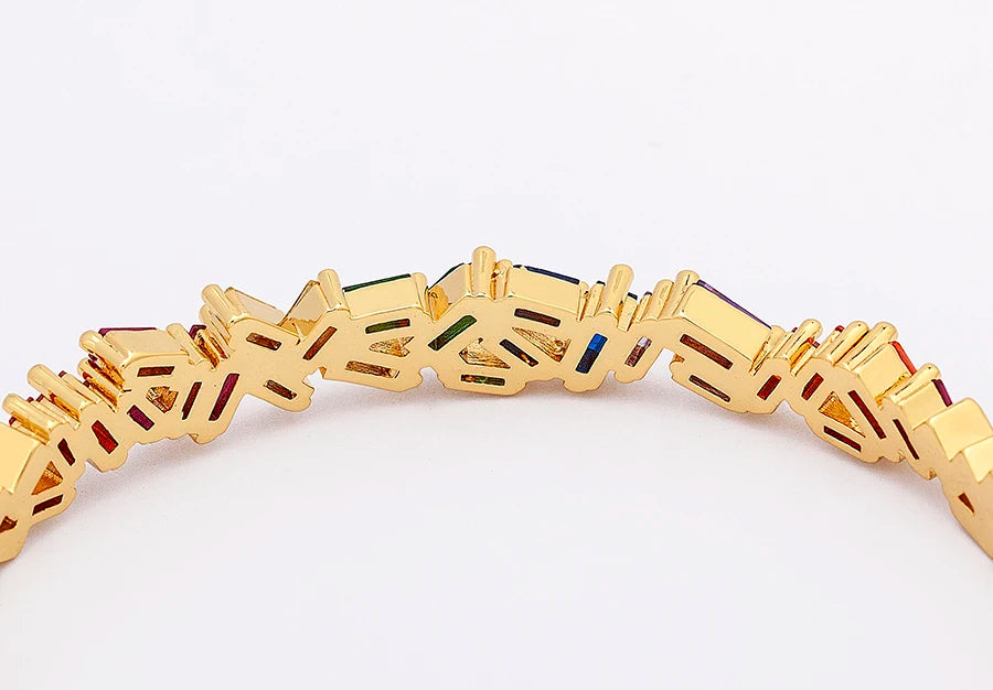 "Luxury CZ Gold Plated Bangle – Stackable Women’s Bracelet