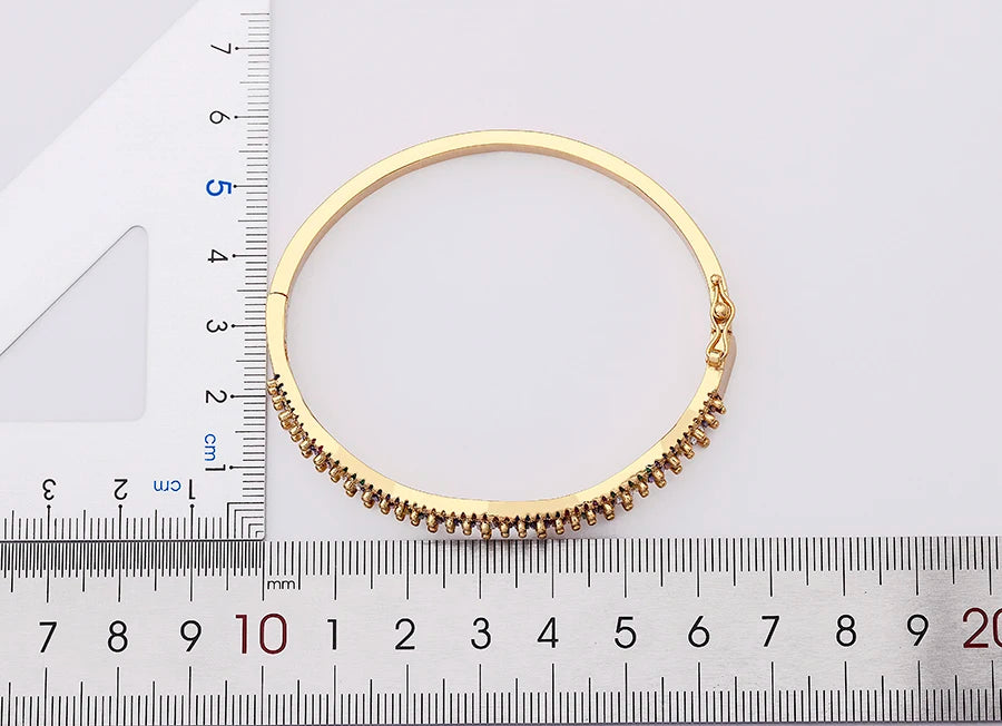 "Luxury CZ Gold Plated Bangle – Stackable Women’s Bracelet