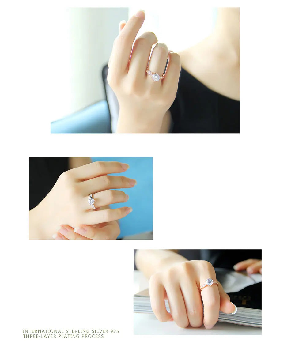 925 Silver Infinity CZ Ring Seedding Jewelry Party Gift