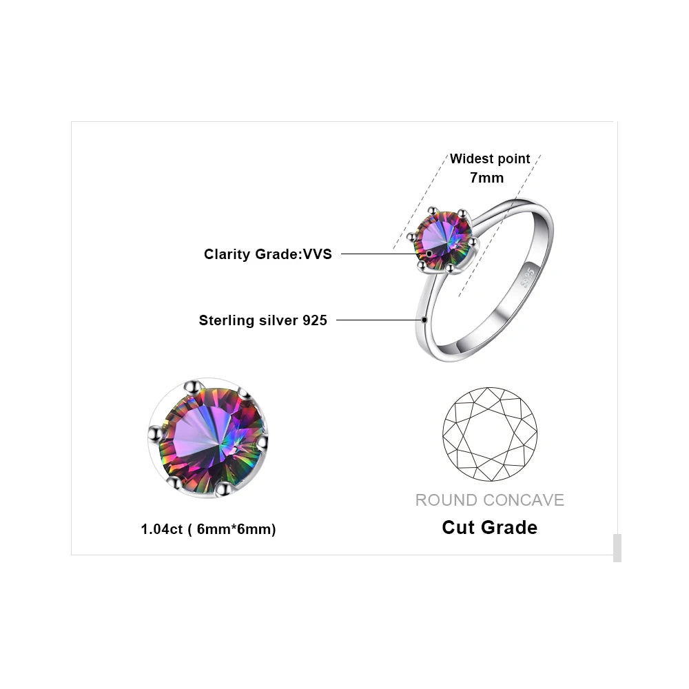 JewelryPalace 925 Silver Rainbow Mystic Quartz Ring