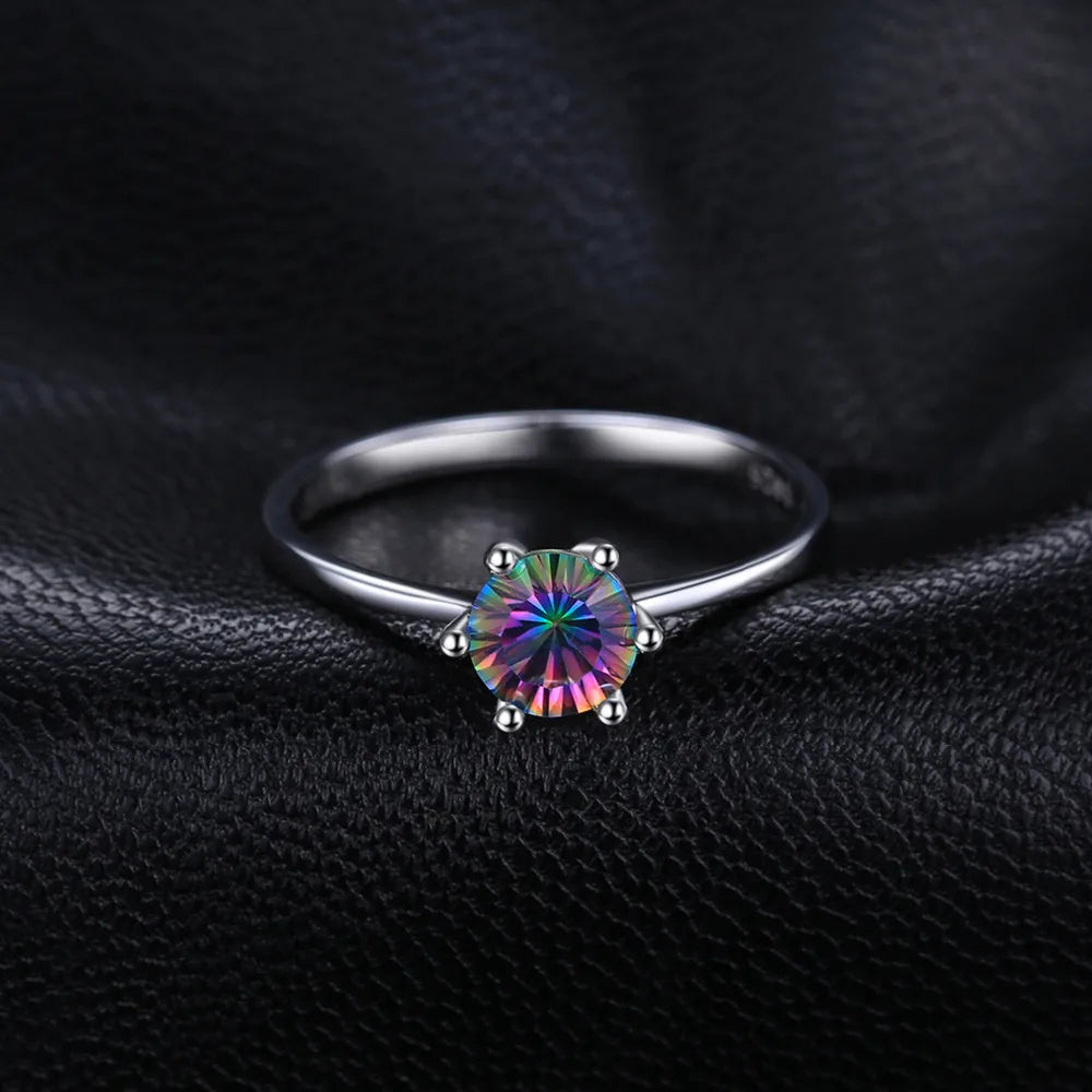 JewelryPalace 925 Silver Rainbow Mystic Quartz Ring