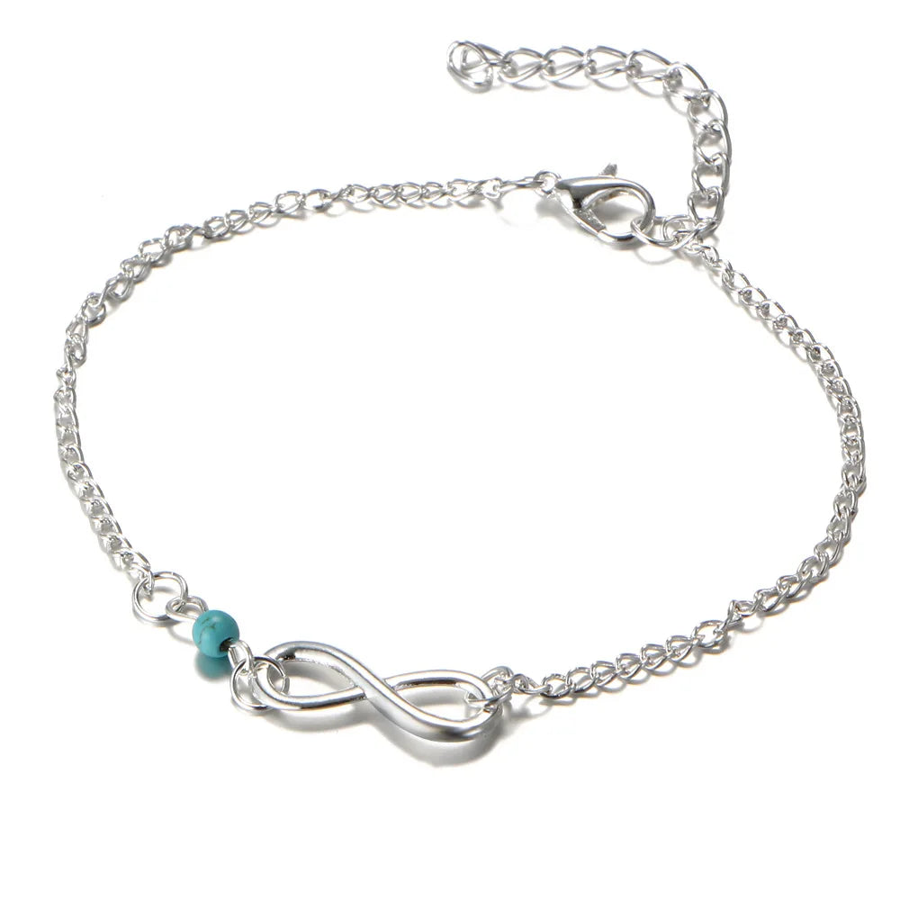 Infinity Pendant Beaded Anklet for Women