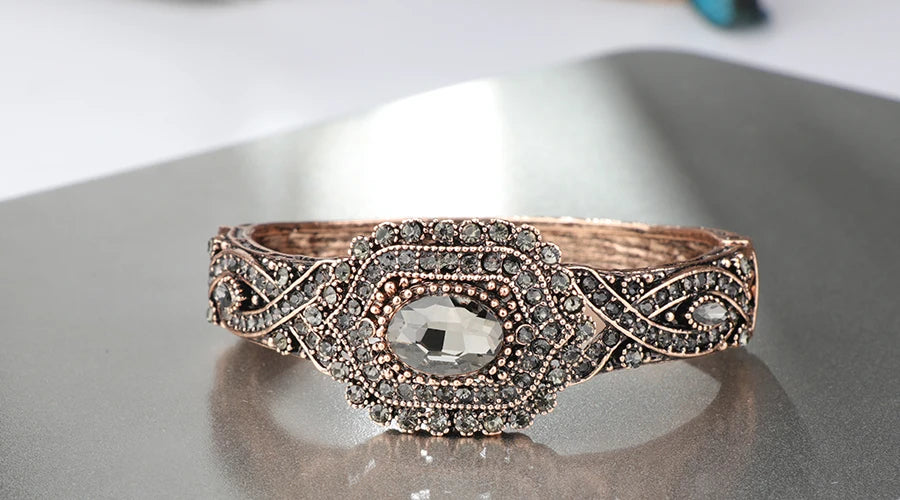 Gray Crystal Boho Bracelet”