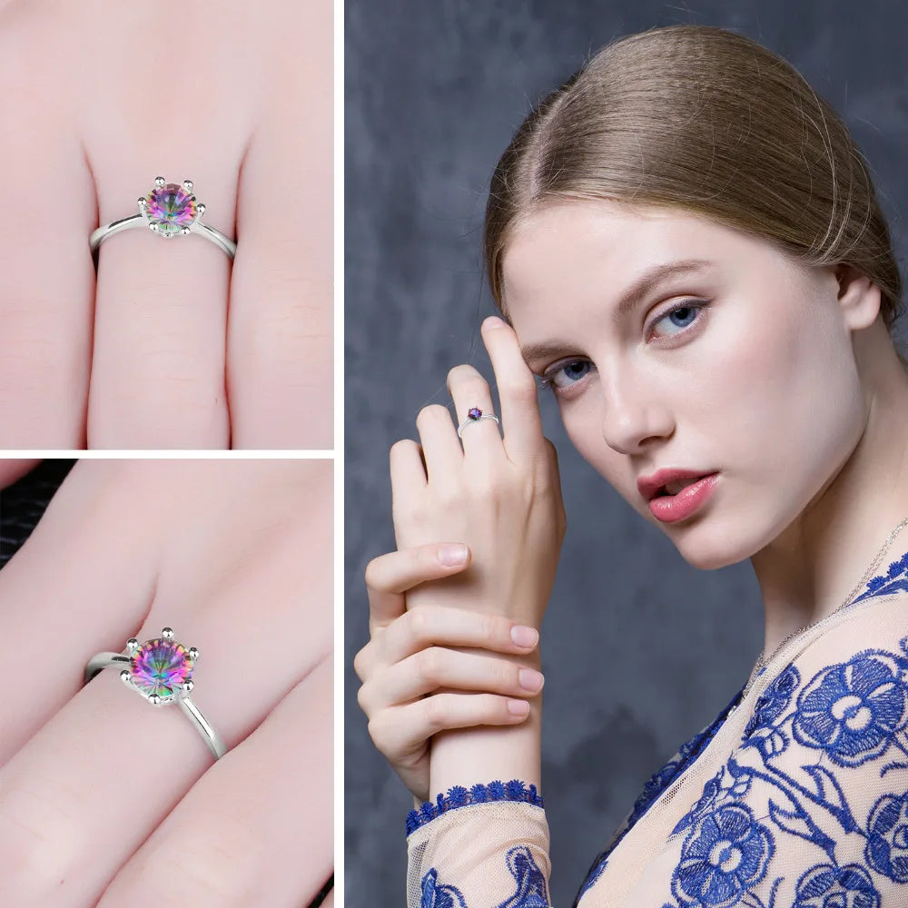 JewelryPalace 925 Silver Rainbow Mystic Quartz Ring