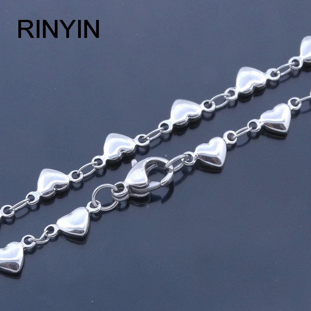 Gold Stainless Steel Heart Anklet, Barefoot Sandal