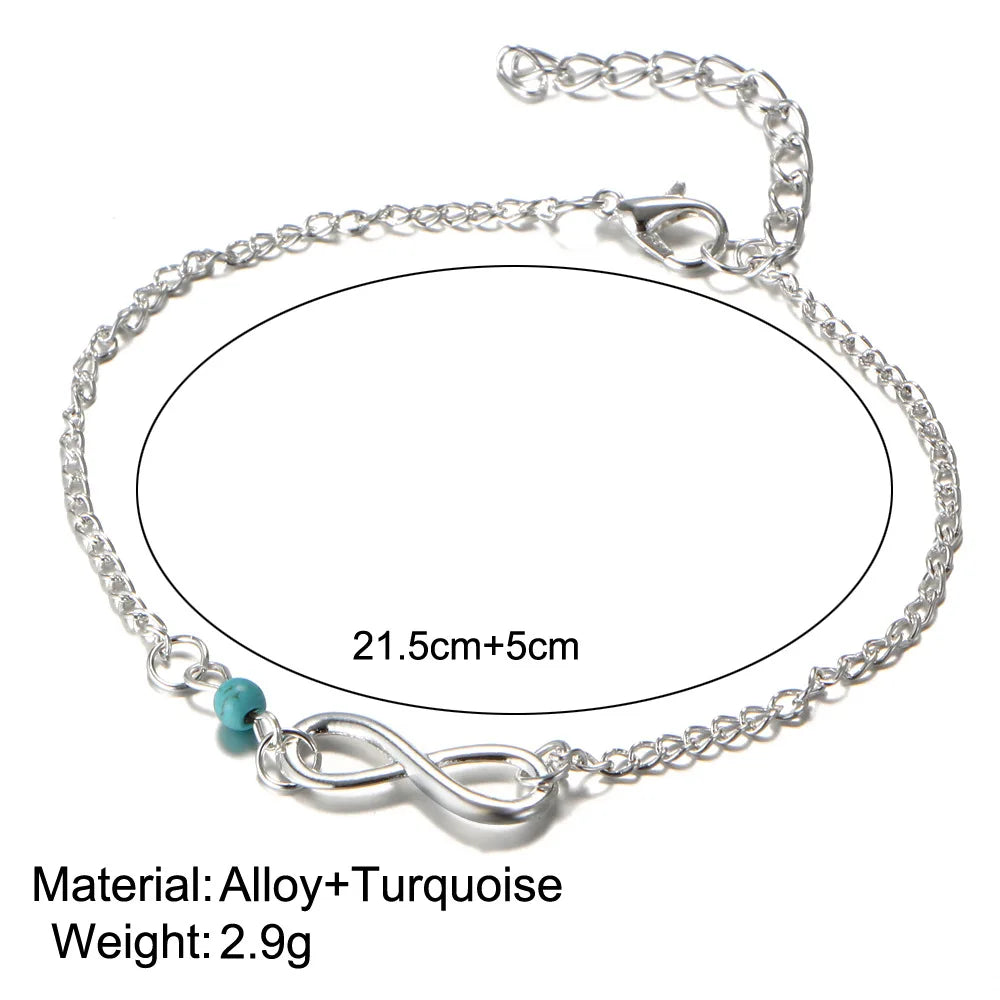 Infinity Pendant Beaded Anklet for Women