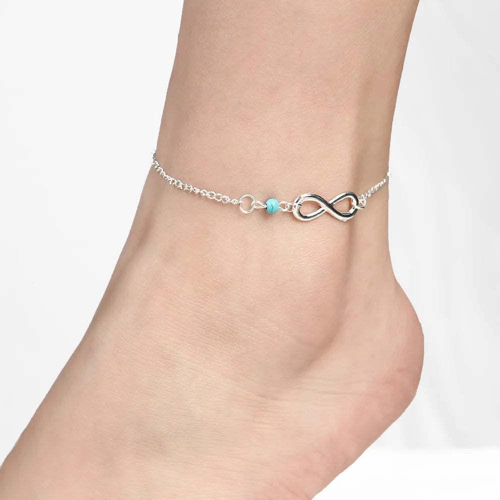 Infinity Pendant Beaded Anklet for Women