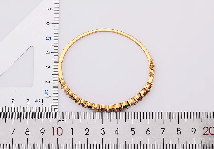 "Luxury CZ Gold Plated Bangle – Stackable Women’s Bracelet