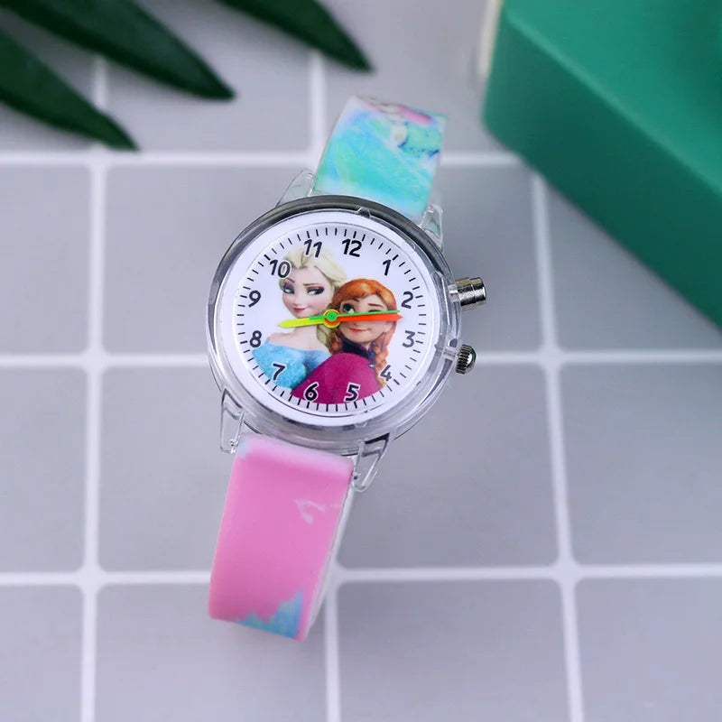 Kids Fashion Elsa Cartoon Light-Up Watch with Bracelet