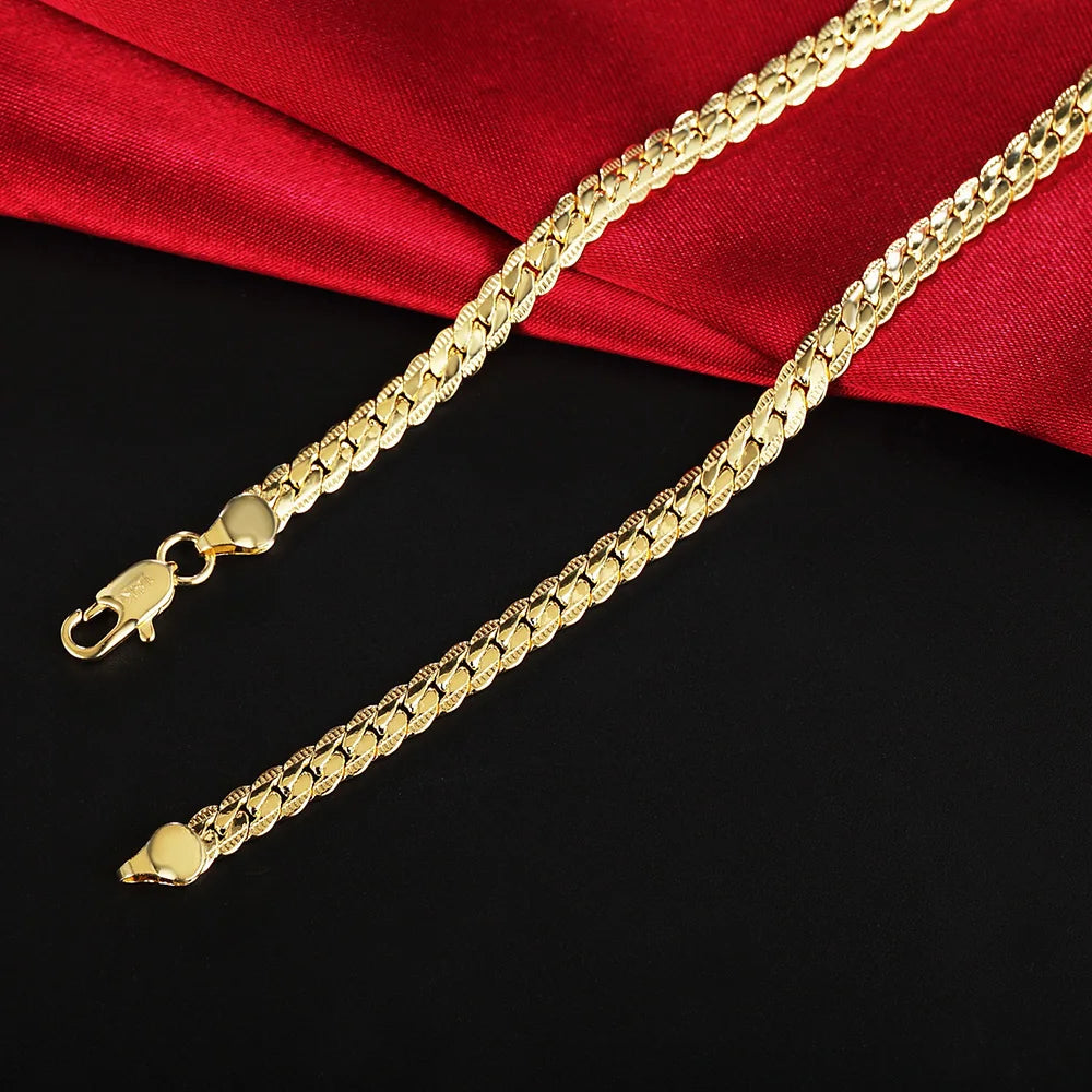 925 Silver & 18K Gold 6MM Chain Jewelry Set