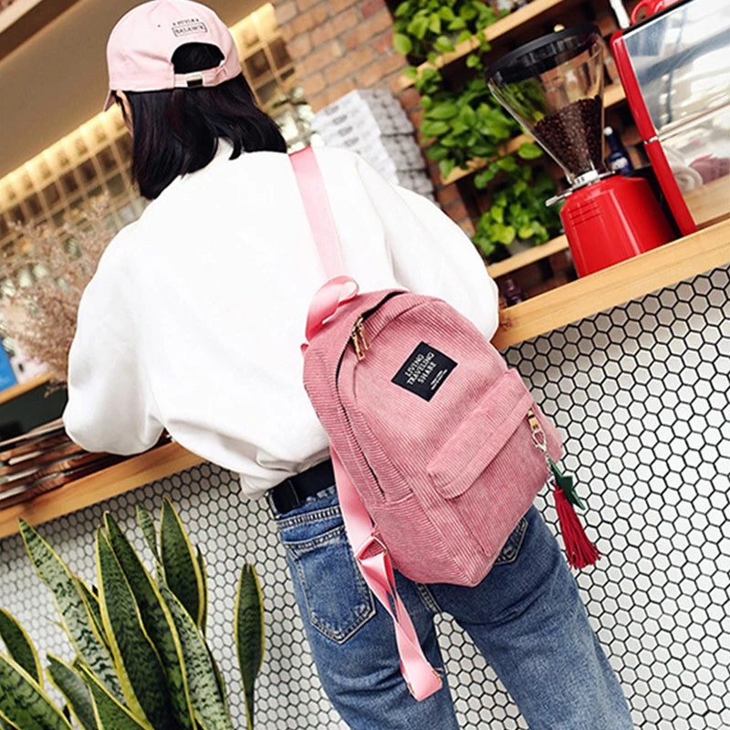 Casual Corduroy Backpack