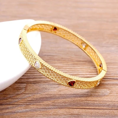 "Luxury CZ Gold Plated Bangle – Stackable Women’s Bracelet
