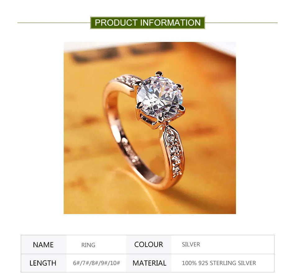 925 Silver Infinity CZ Ring Seedding Jewelry Party Gift