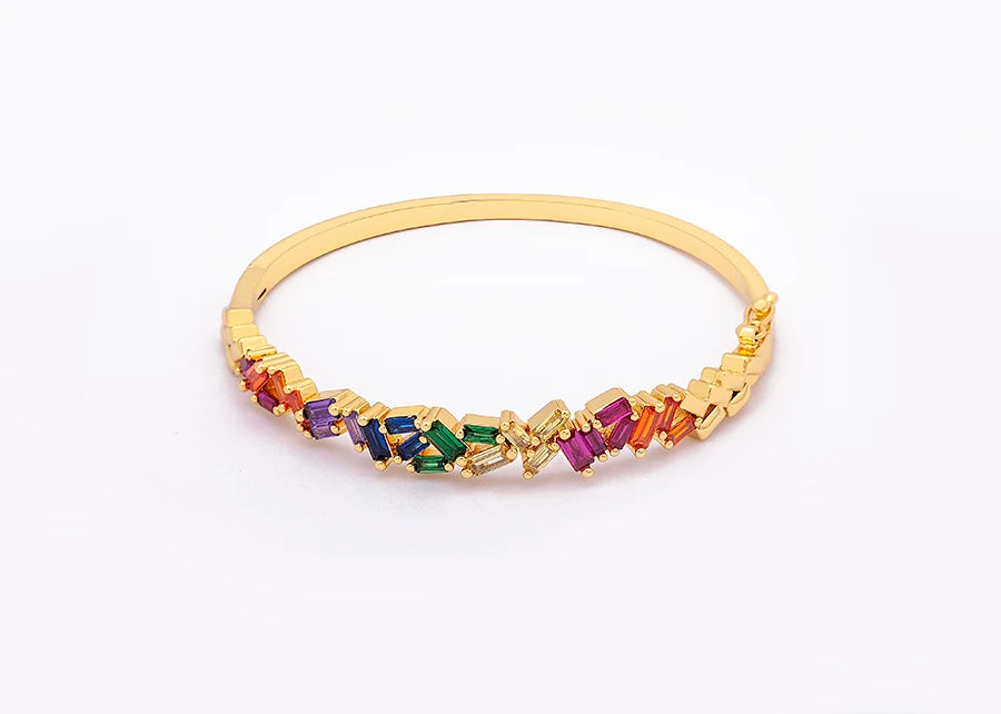 "Luxury CZ Gold Plated Bangle – Stackable Women’s Bracelet
