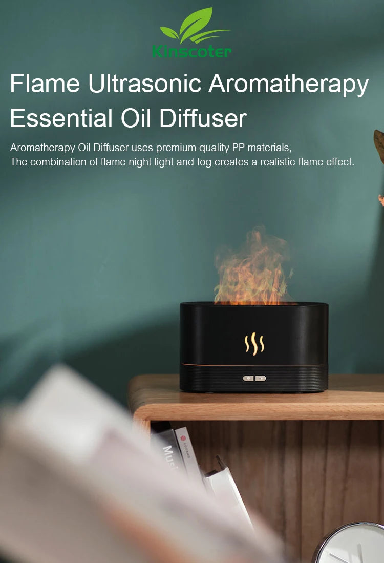 Kinscoter Aroma Diffuser – Ultrasonic Cool Mist & Flame LED Lamp