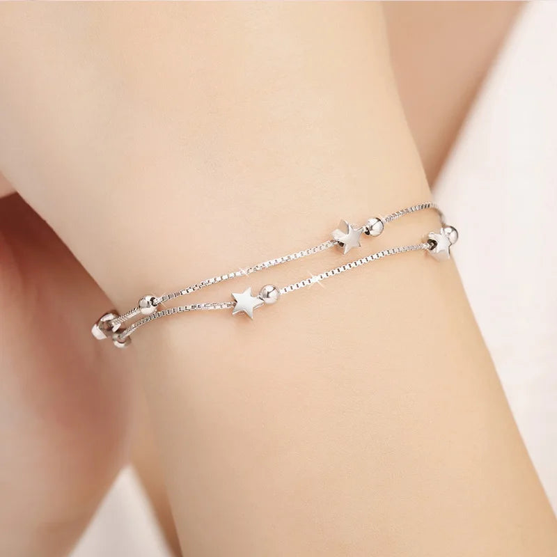 “925 Silver Luxury Charm Chain Bracelet 20CM”