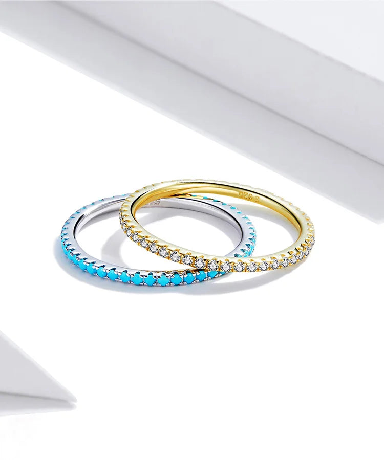 “Bamoer Gold Plated Sterling Silver Ring with Zircon Stones”