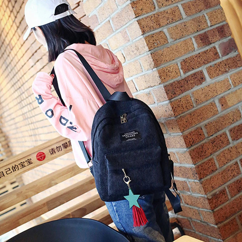 Casual Corduroy Backpack