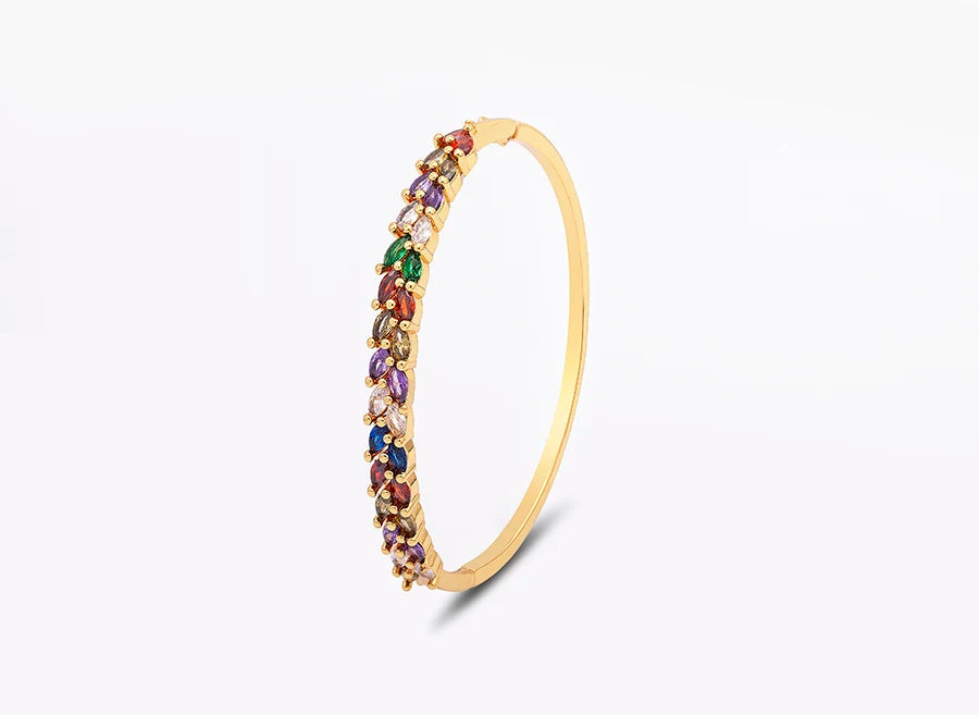 "Luxury CZ Gold Plated Bangle – Stackable Women’s Bracelet
