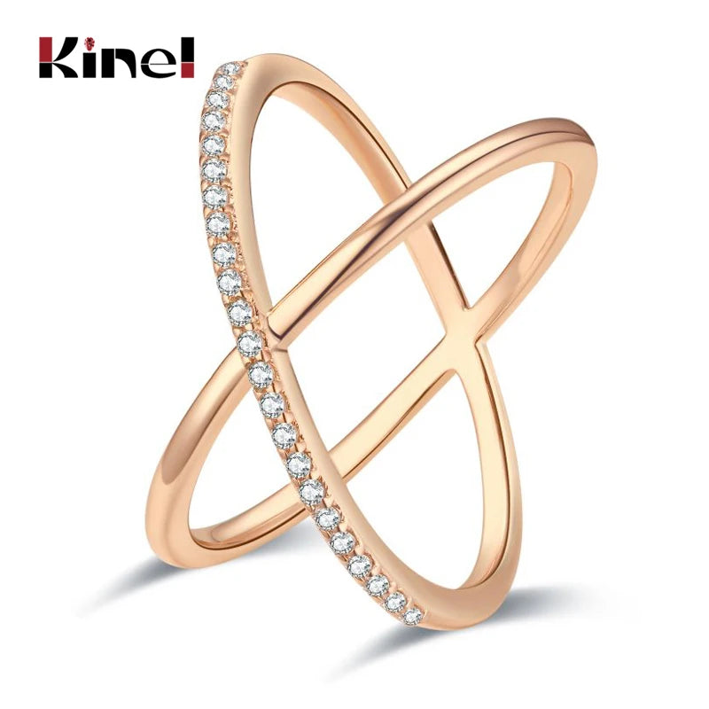 Kinel Rose Gold Geometry Zircon Ring”