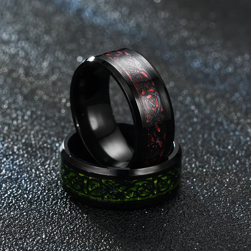 Punk Black Carbon Fiber Ring for Men”