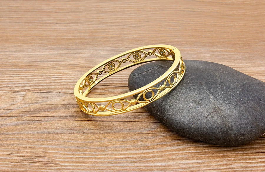 "Luxury CZ Gold Plated Bangle – Stackable Women’s Bracelet