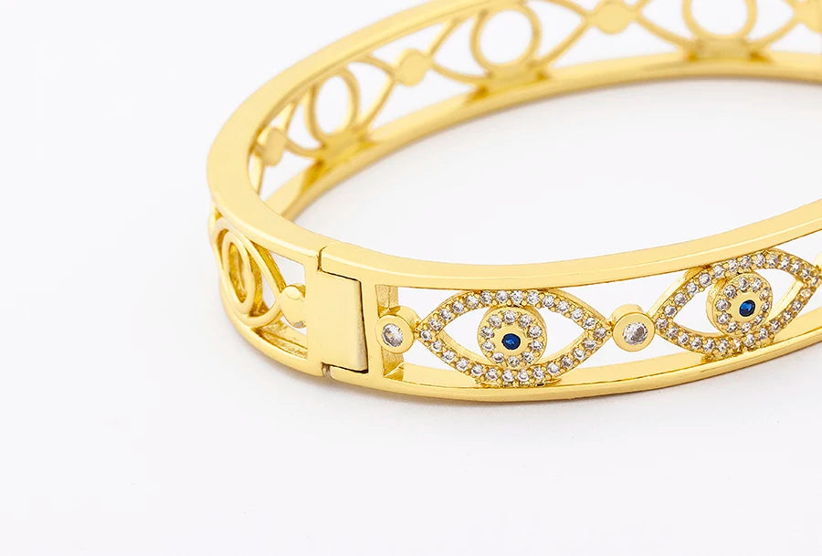 "Luxury CZ Gold Plated Bangle – Stackable Women’s Bracelet