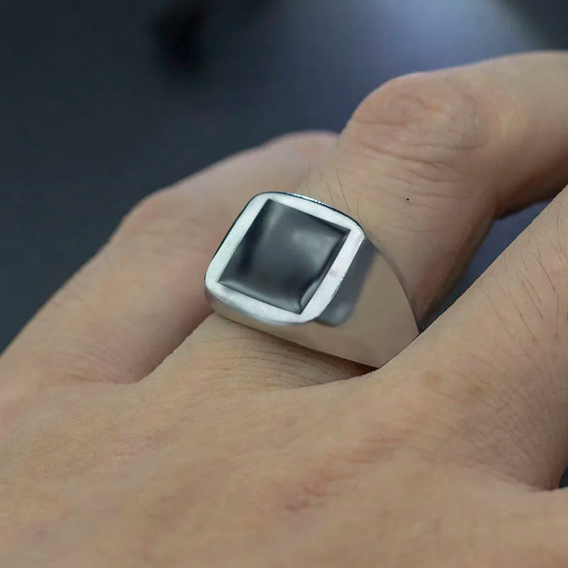 1️⃣ “Geometric Square Metal Rings for Men