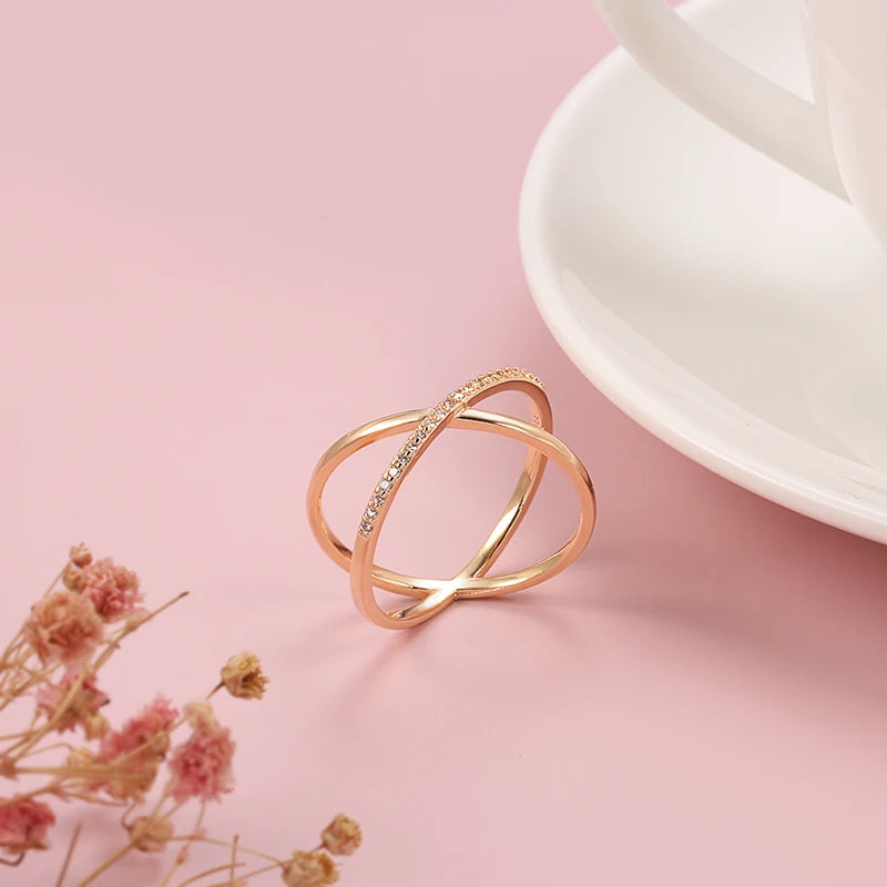 Kinel Rose Gold Geometry Zircon Ring”