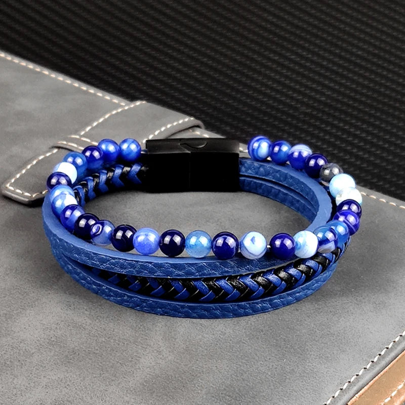 3️⃣ “Blue Natural Stone Men’s Bracelet