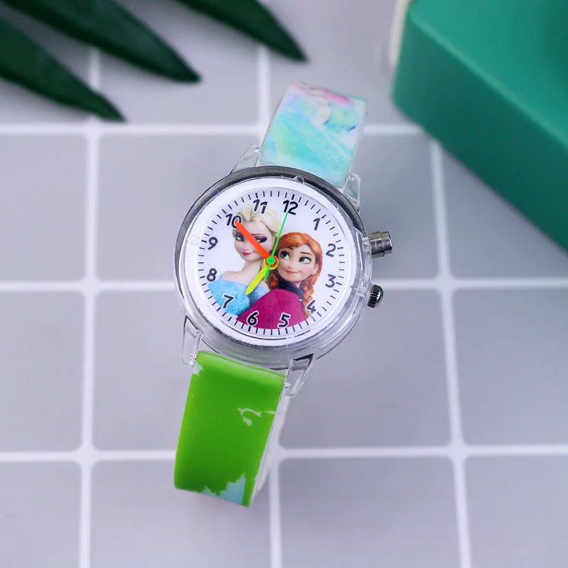 Kids Fashion Elsa Cartoon Light-Up Watch with Bracelet