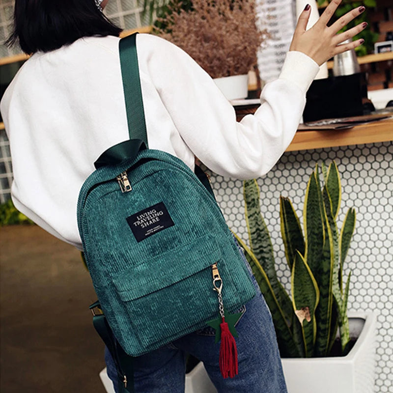 Casual Corduroy Backpack