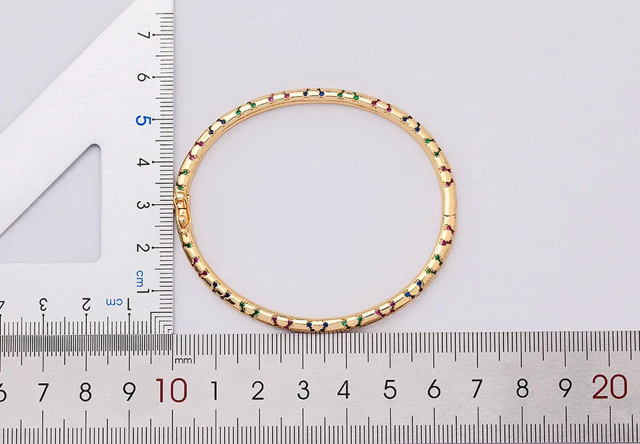 "Luxury CZ Gold Plated Bangle – Stackable Women’s Bracelet