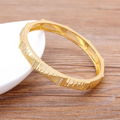 "Luxury CZ Gold Plated Bangle – Stackable Women’s Bracelet