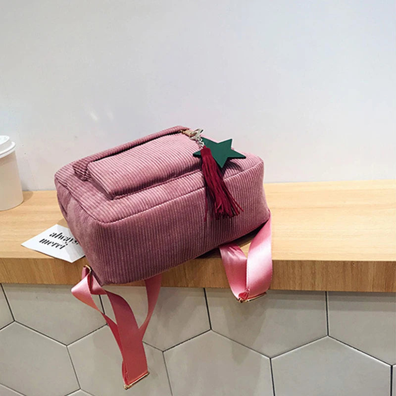 Casual Corduroy Backpack