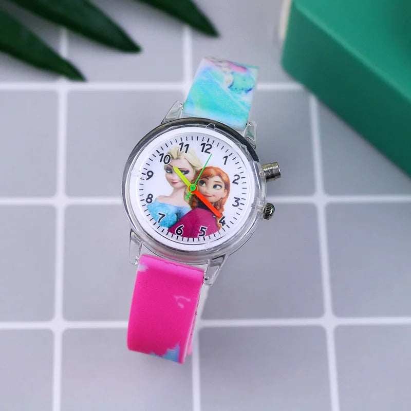 Kids Fashion Elsa Cartoon Light-Up Watch with Bracelet