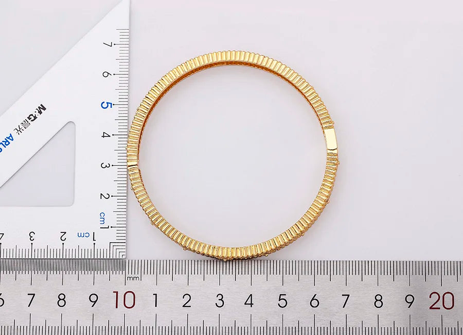 "Luxury CZ Gold Plated Bangle – Stackable Women’s Bracelet