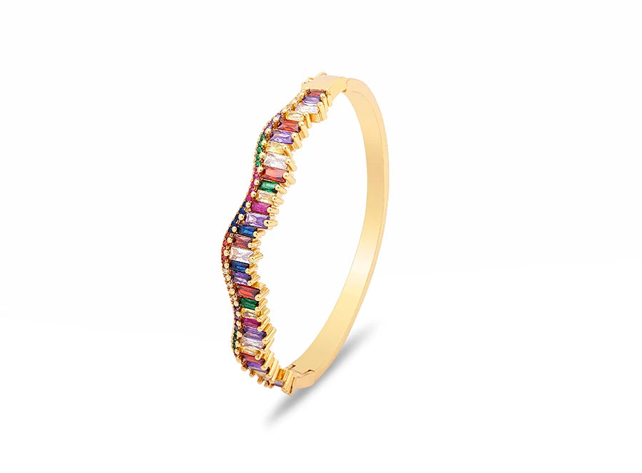"Luxury CZ Gold Plated Bangle – Stackable Women’s Bracelet