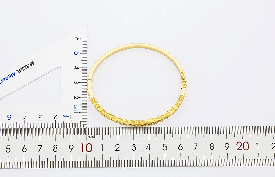 "Luxury CZ Gold Plated Bangle – Stackable Women’s Bracelet