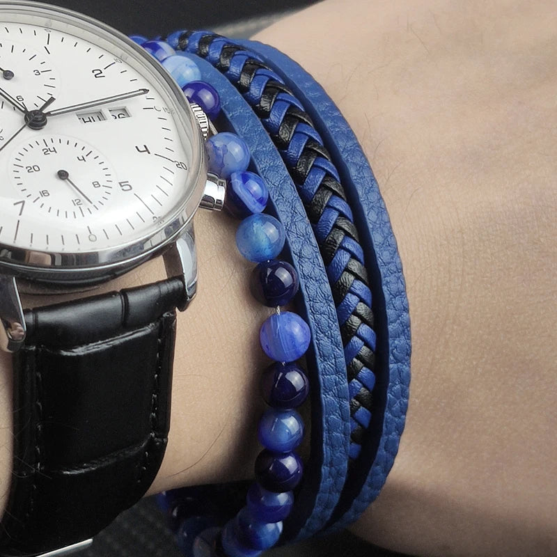 3️⃣ “Blue Natural Stone Men’s Bracelet