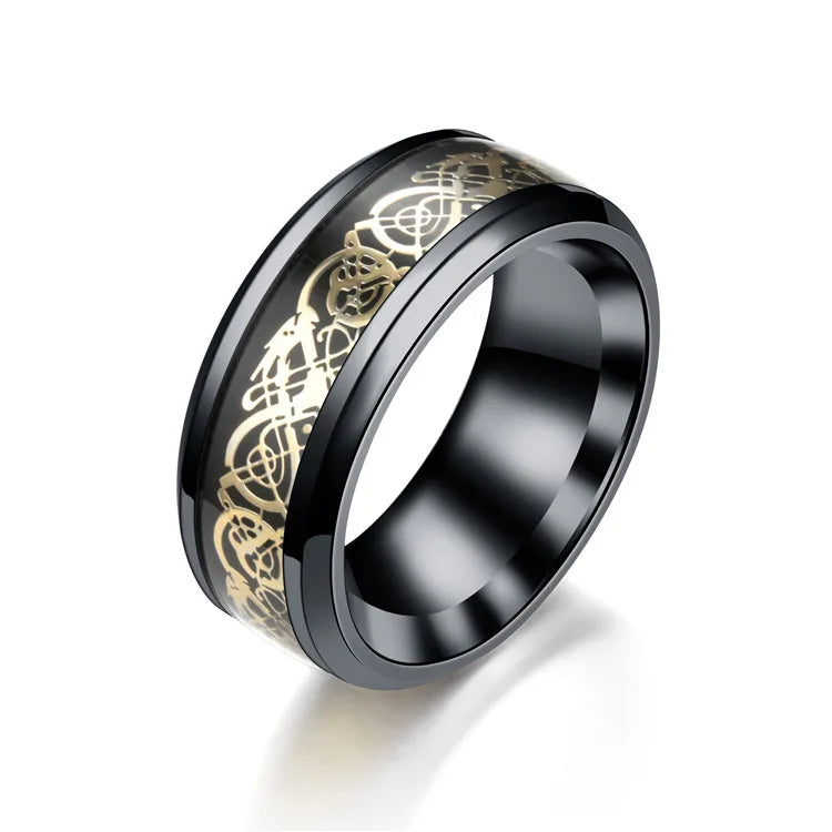 Punk Black Carbon Fiber Ring for Men”